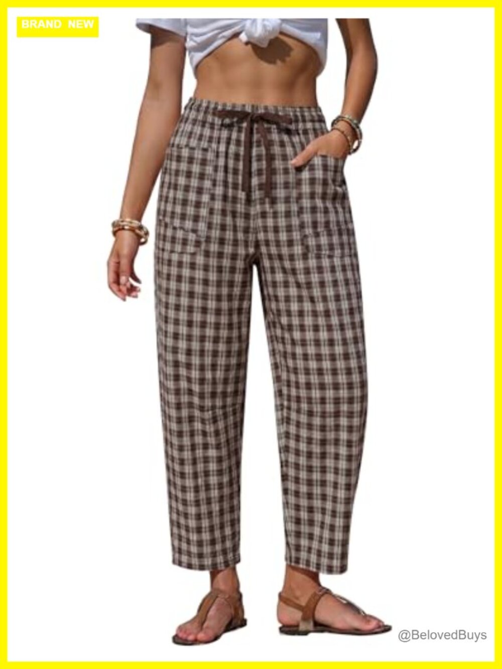 Barrel Leg Wide Leg Cropped Pants with Pockets Lightweight Woven
